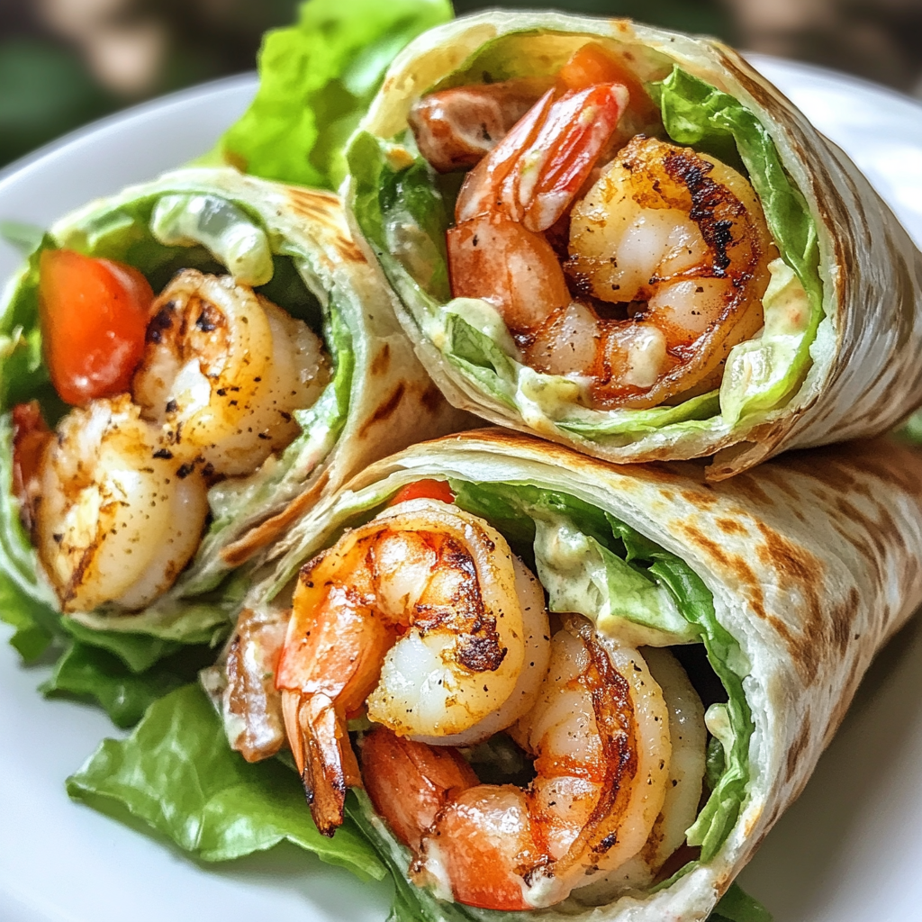grilled shrimp caesar wraps