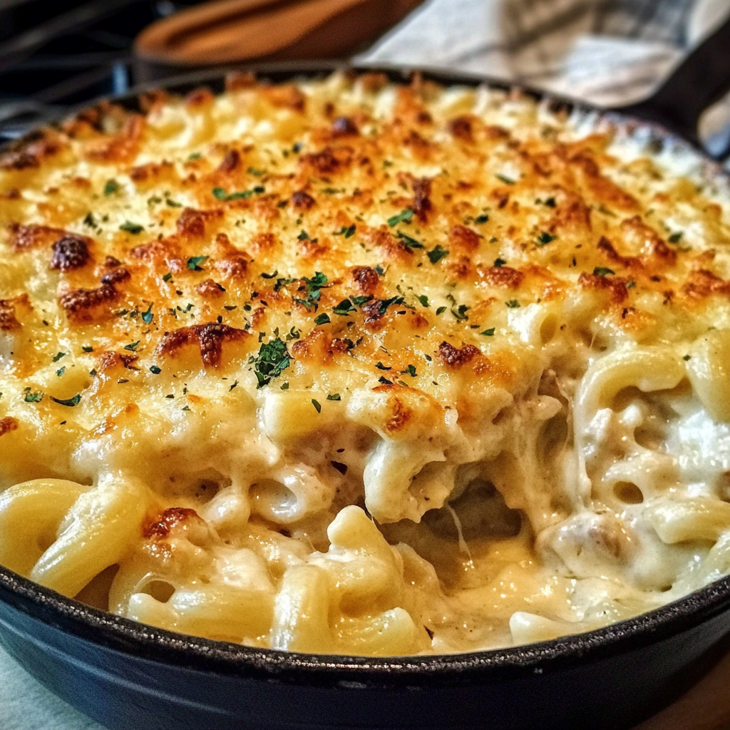 French Onion Chicken Macaroni Cheese | Creamy Comfort Bake Recipe