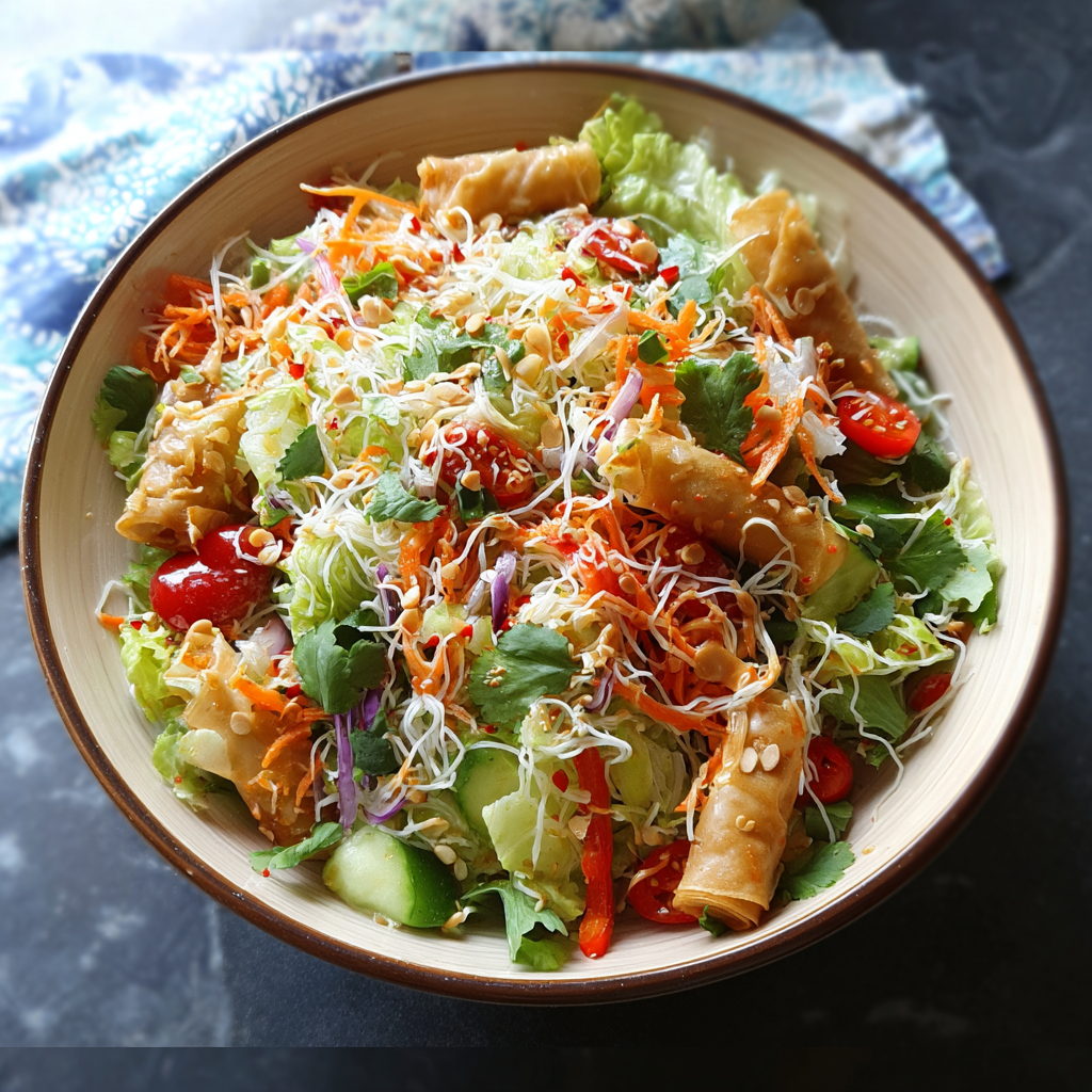 Spring Roll Salad with Spicy Ginger Dressing (Fresh & Easy Recipe)