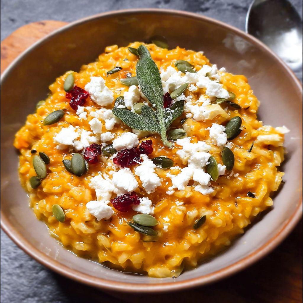 Pumpkin Goat Cheese Risotto | Creamy, Tangy Fall Comfort Recipe